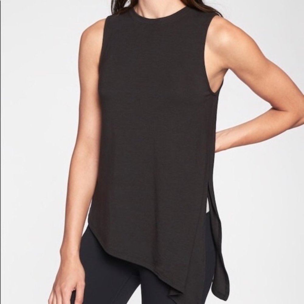 Athleta Black Cloudlight Asymmetrical Side Tie Ta… - image 2